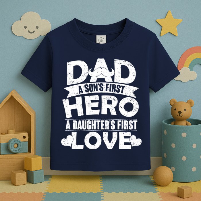 Dad Sons First Hero Daughter Fist Love Toddler T-Shirt