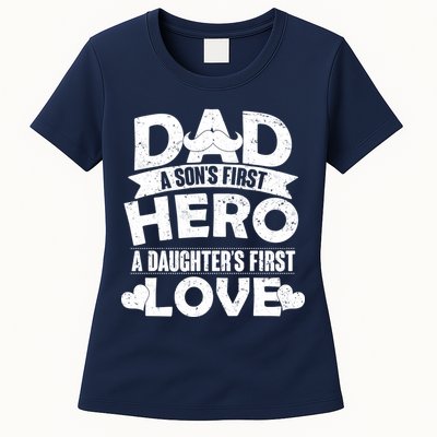 Dad Sons First Hero Daughter Fist Love Womens T-Shirt
