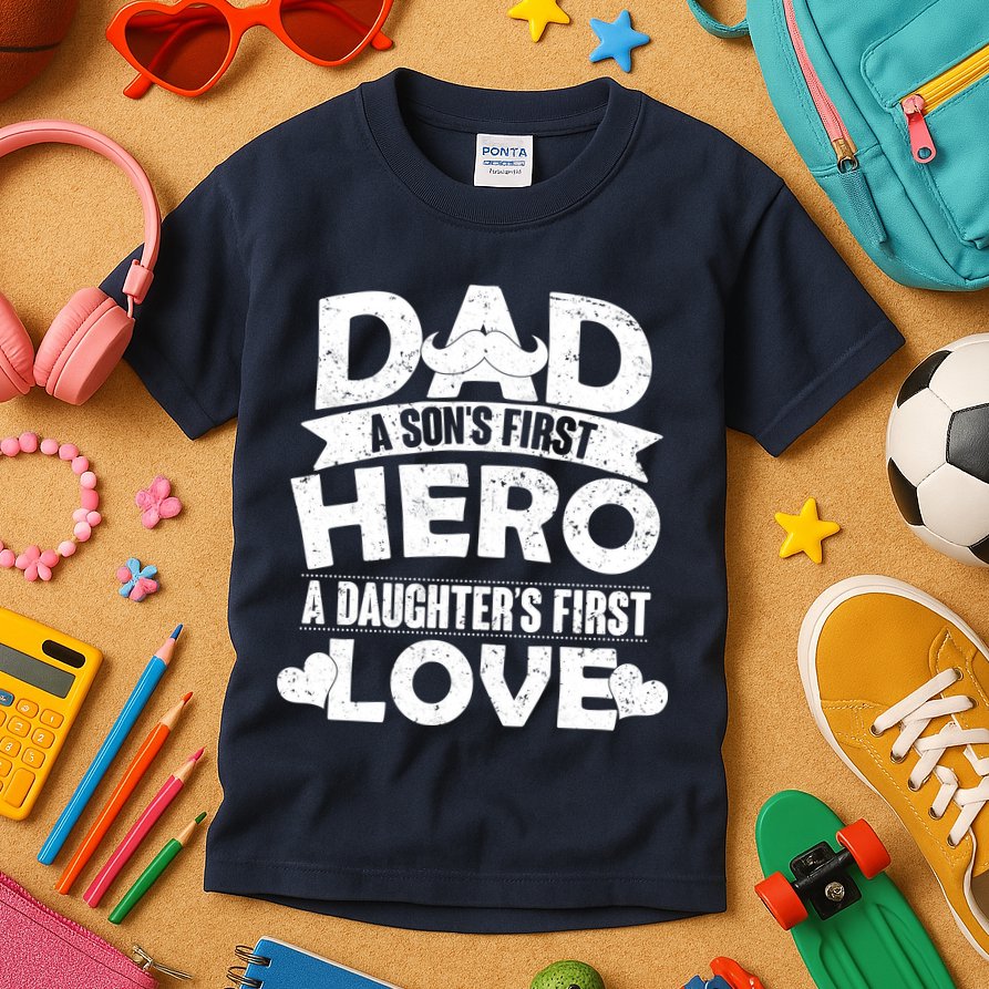 Dad Sons First Hero Daughter Fist Love Kids T-Shirt