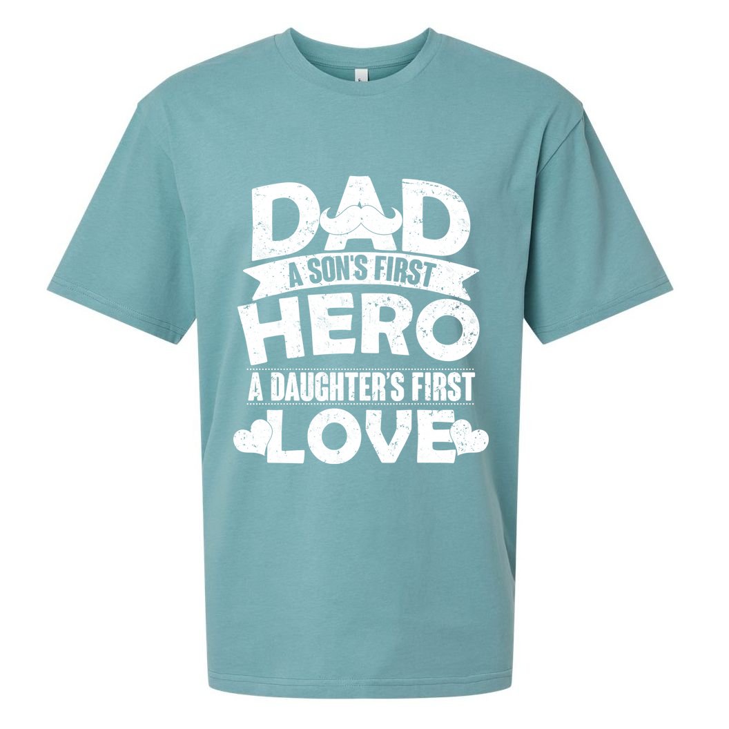 Dad Sons First Hero Daughter Fist Love Sueded Cloud Jersey T-Shirt