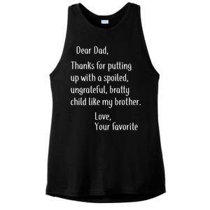 Dad Thanks For Putting Up With My Brother Ladies PosiCharge Tri-Blend Wicking Tank