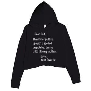 Dad Thanks For Putting Up With My Brother Crop Fleece Hoodie