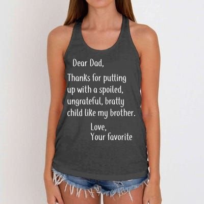 Dad Thanks For Putting Up With My Brother Women's Knotted Racerback Tank
