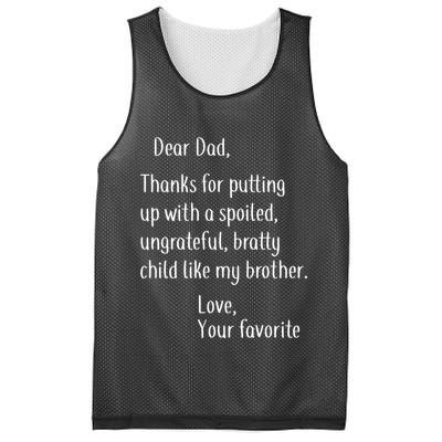 Dad Thanks For Putting Up With My Brother Mesh Reversible Basketball Jersey Tank