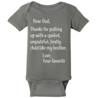 Dad Thanks For Putting Up With My Brother Baby Bodysuit