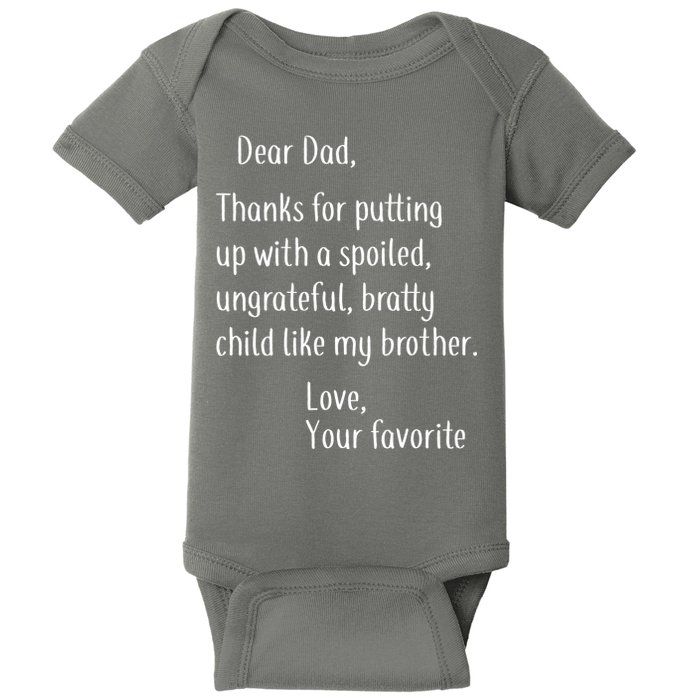 Dad Thanks For Putting Up With My Brother Baby Bodysuit