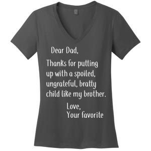 Dad Thanks For Putting Up With My Brother Women's V-Neck T-Shirt