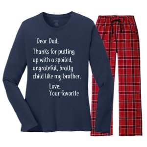 Dad Thanks For Putting Up With My Brother Women's Long Sleeve Flannel Pajama Set 