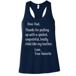 Dad Thanks For Putting Up With My Brother Women's Racerback Tank