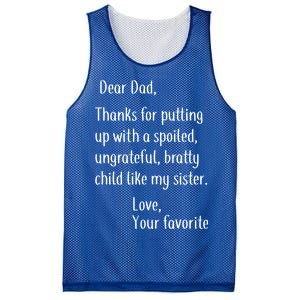 Dad Thanks For Putting Up With My Sister Mesh Reversible Basketball Jersey Tank