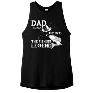 Dad The Fishing Legend Ladies PosiCharge Tri-Blend Wicking Tank