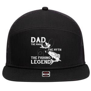 Dad The Fishing Legend 7 Panel Mesh Trucker Snapback Hat