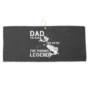 Dad The Fishing Legend Large Microfiber Waffle Golf Towel