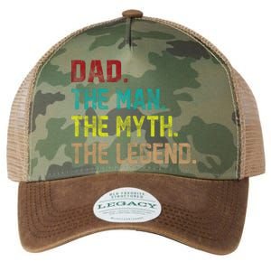 Dad The Man The Myth The Legend  Legacy Tie Dye Trucker Hat