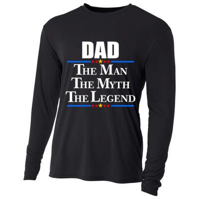 Dad The Man The Myth The Legend Stars Cooling Performance Long Sleeve Crew
