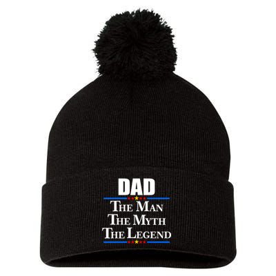 Dad The Man The Myth The Legend Stars Pom Pom 12in Knit Beanie