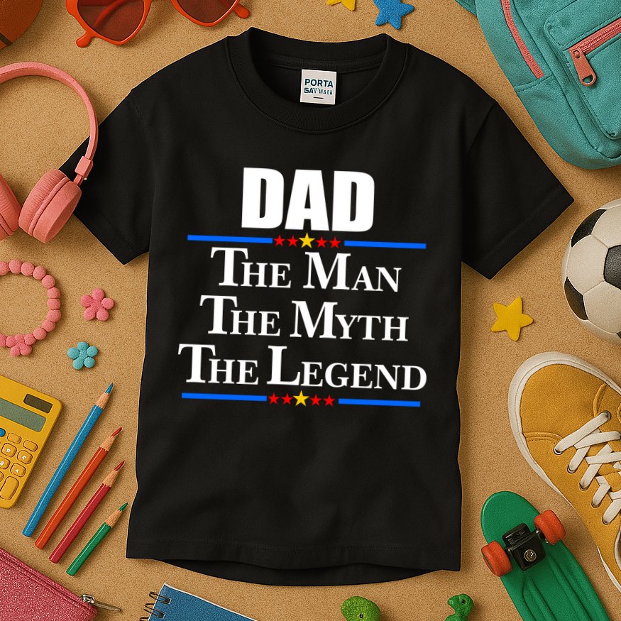 Dad The Man The Myth The Legend Stars Kids T-Shirt