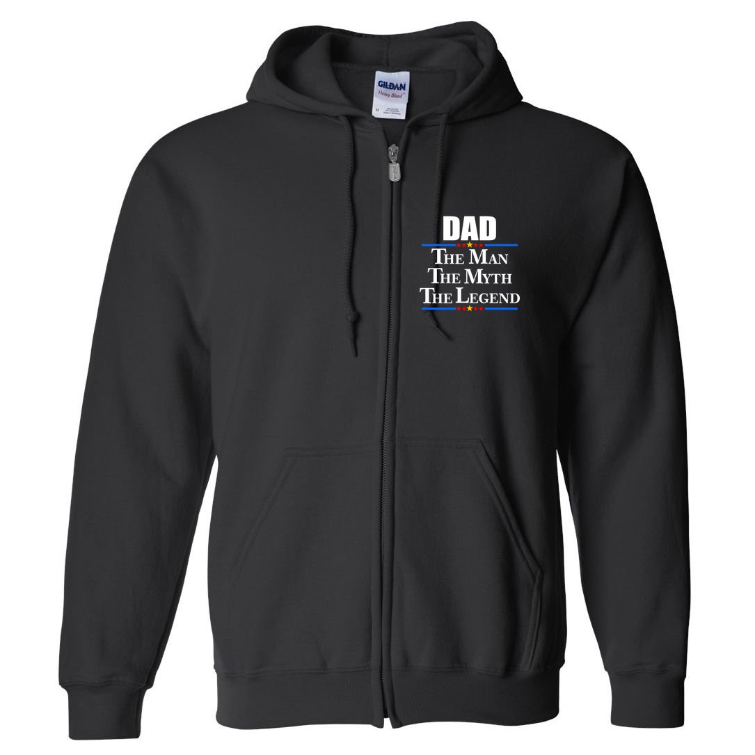 Dad The Man The Myth The Legend Stars Full Zip Hoodie