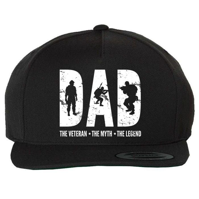 Dad The Veteran The Myth The Legend Wool Snapback Cap