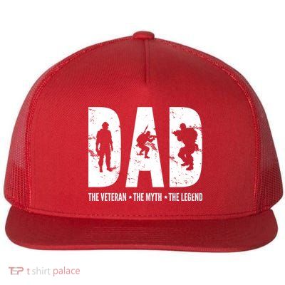 Dad The Veteran The Myth The Legend Flat Bill Trucker Hat