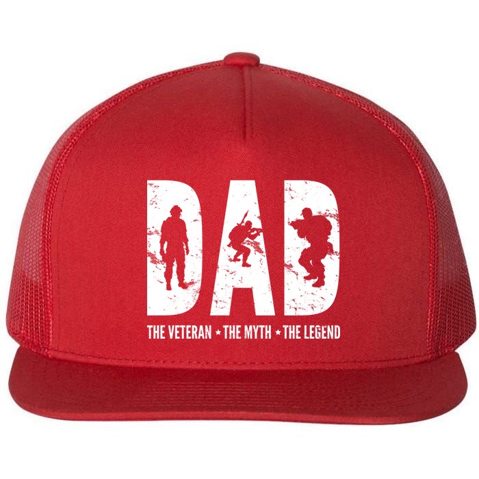 Dad The Veteran The Myth The Legend Flat Bill Trucker Hat