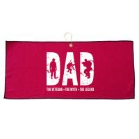 Dad The Veteran The Myth The Legend Large Microfiber Waffle Golf Towel