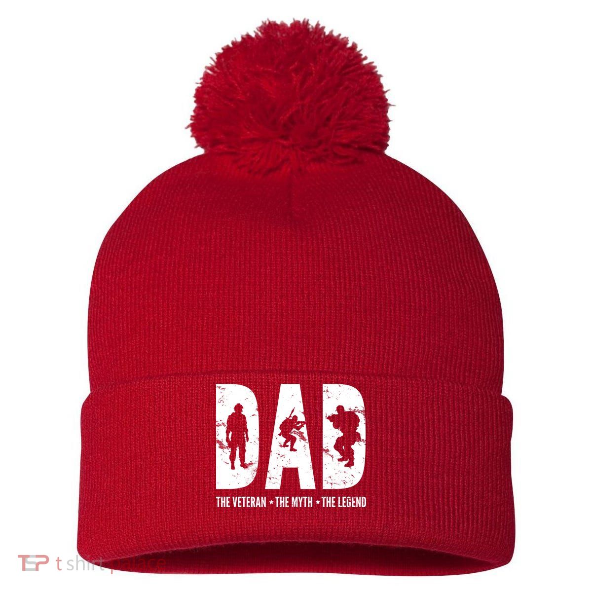 Dad The Veteran The Myth The Legend Pom Pom 12in Knit Beanie