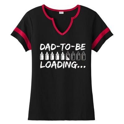 Dad To Be Loading Future Daddy Ladies Halftime Notch Neck Tee