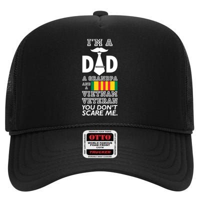 Dad Vietnam Veteran  High Crown Mesh Back Trucker Hat