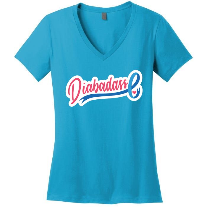 Diabetes Awareness Diabadass Women's V-Neck T-Shirt