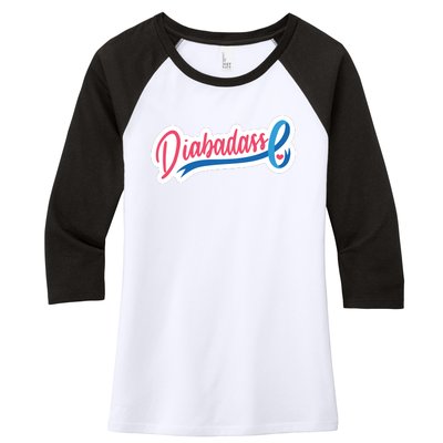 Diabetes Awareness Diabadass Women's Tri-Blend 3/4-Sleeve Raglan Shirt