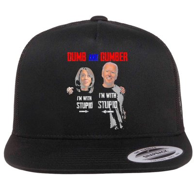 Dumb And Dumber Haris and Biden Vote For Trump 2024 Flat Bill Trucker Hat