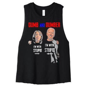 Dumb And Dumber Haris and Biden Vote For Trump 2024 Women's Racerback Cropped Tank