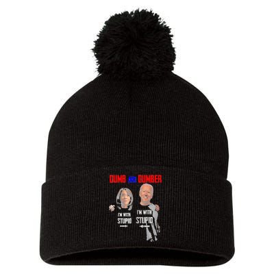 Dumb And Dumber Haris and Biden Vote For Trump 2024 Pom Pom 12in Knit Beanie