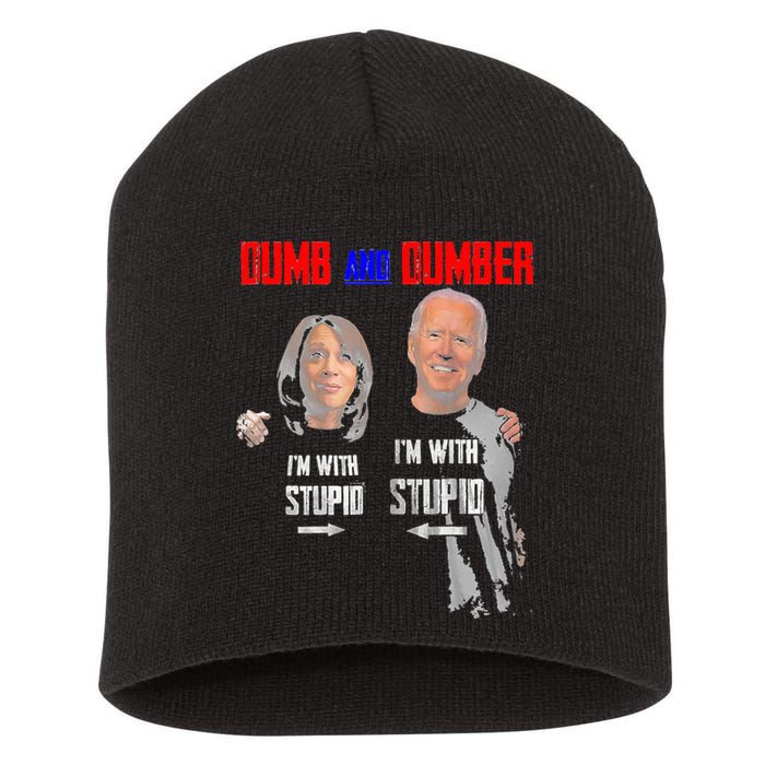 Dumb And Dumber Haris and Biden Vote For Trump 2024 Short Acrylic Beanie