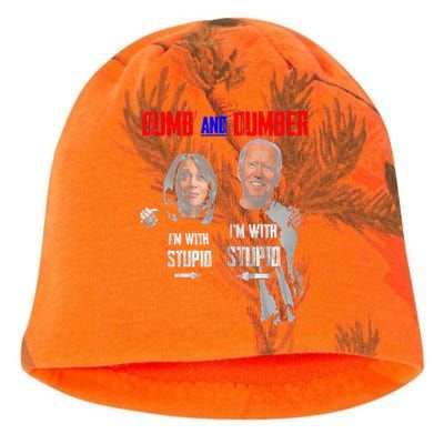 Dumb And Dumber Haris and Biden Vote For Trump 2024 Kati - Camo Knit Beanie