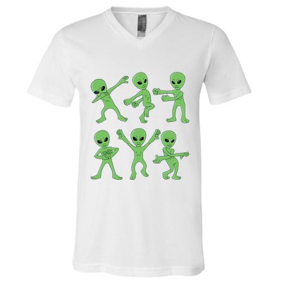 Dancing Aliens Dance Challenge Halloween V-Neck T-Shirt