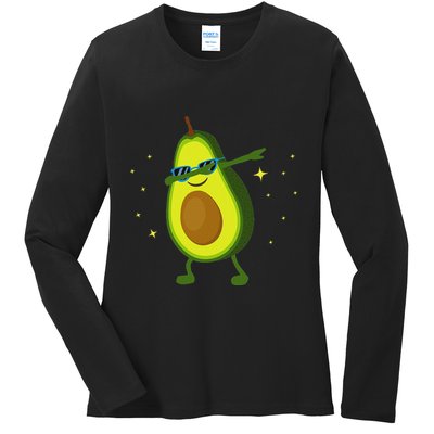 Dabbing Avocado Dabbing Fruit S Vegan Avocado Ladies Long Sleeve Shirt