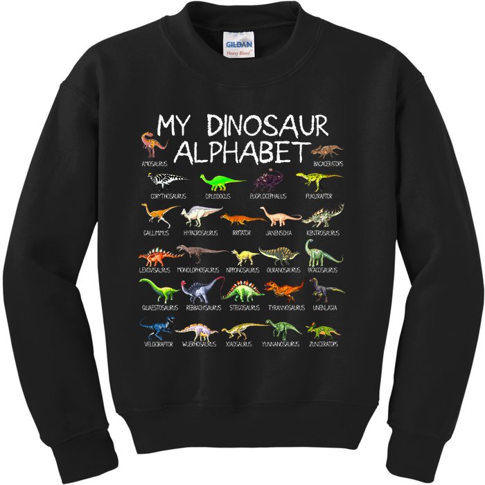 Dinosaur Alphabet Dino ABC For Kids Men Women Dinosaur Kids Sweatshirt