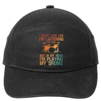 Drummer Art Drum Player Percussion Lover 7-Panel Snapback Hat