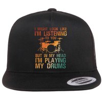 Drummer Art Drum Player Percussion Lover Flat Bill Trucker Hat