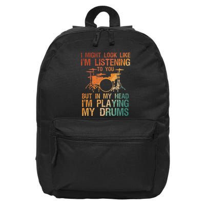 Drummer Art Drum Player Percussion Lover 16 in Basic Backpack