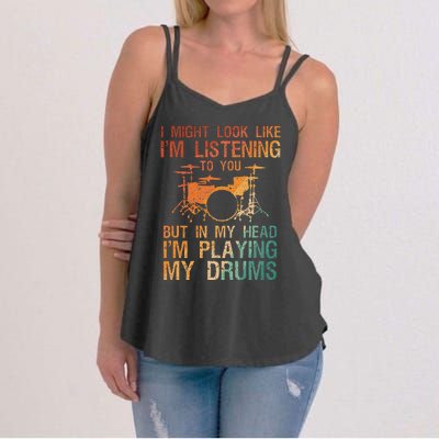 Drummer Art Drum Player Percussion Lover Women's Strappy Tank