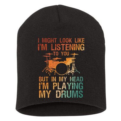 Drummer Art Drum Player Percussion Lover Short Acrylic Beanie