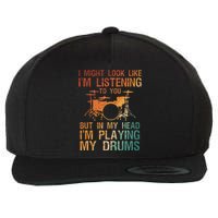 Drummer Art Drum Player Percussion Lover Wool Snapback Cap