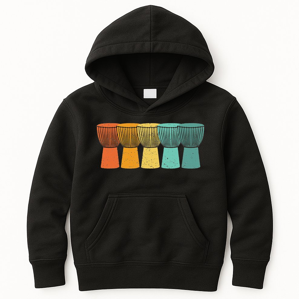 Djembe African Drums Retro Style Kids Hoodie