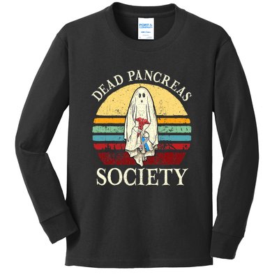 Diabetes Awareness Dead Pancreas Society Halloween Ghost Kids Long Sleeve Shirt