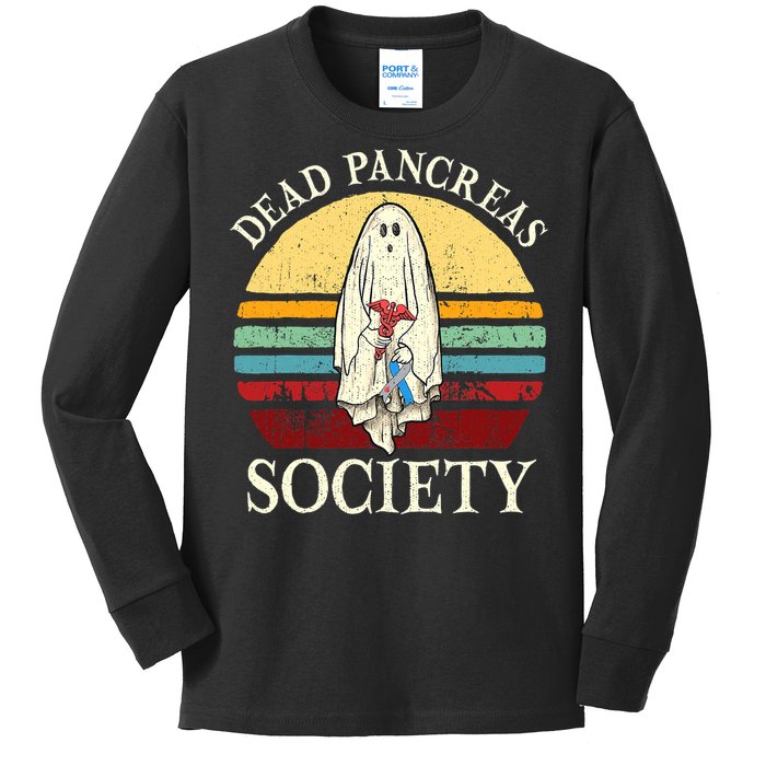 Diabetes Awareness Dead Pancreas Society Halloween Ghost Kids Long Sleeve Shirt