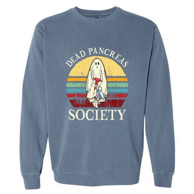 Diabetes Awareness Dead Pancreas Society Halloween Ghost Garment-Dyed Sweatshirt