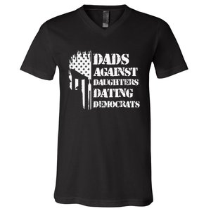 Dads Against Daughters Dating Democrats Patriotic Skull V-Neck T-Shirt